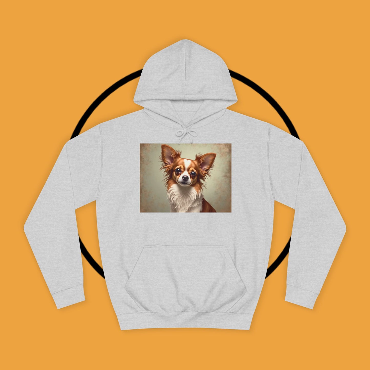 "Long Haired Chihuahua Portrait Hoodie | Elegant Pet Art | Classic Dog Painting Style | Beautiful Chihuahua Gift"