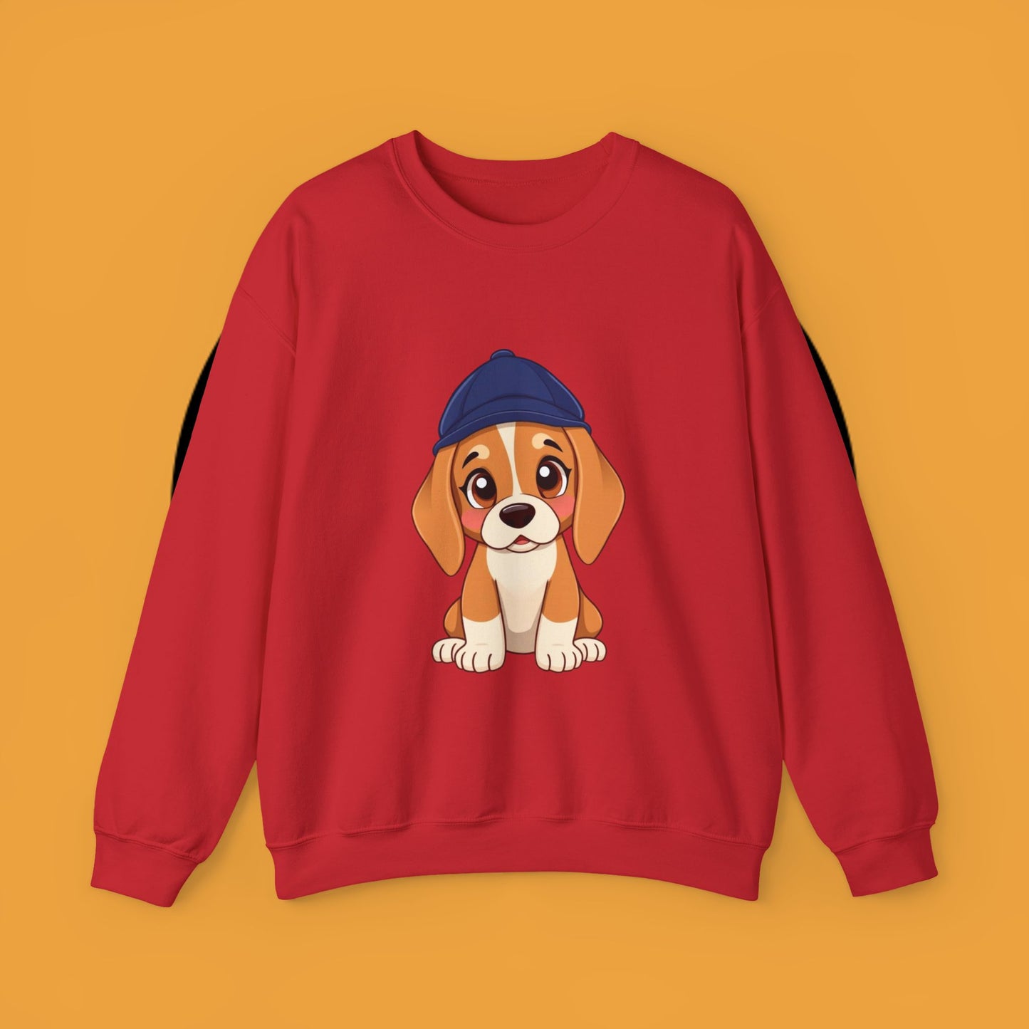 Beagle Puppy Crewneck Sweatshirt with Hat - Adorable Kawaii Dog Design