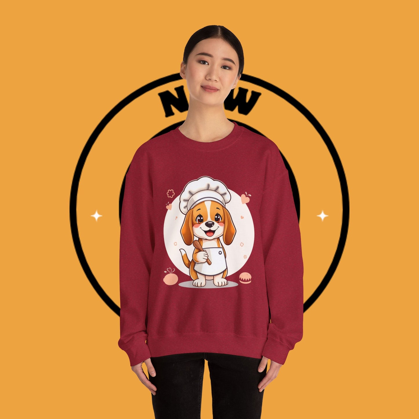Chef Dog Crewneck Sweatshirt - Kawaii Beagle Design with Chef Hat