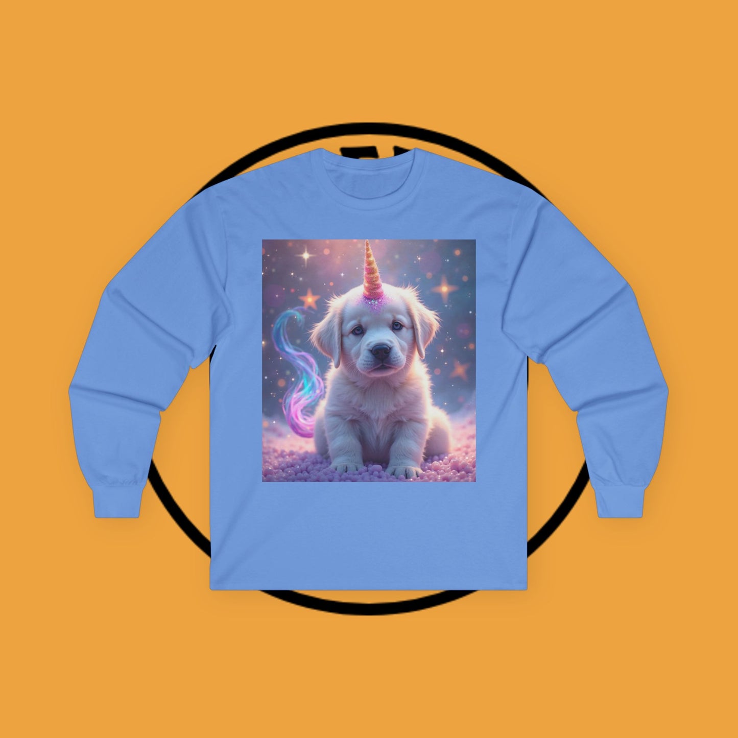 Magical Unicorn Puppy - Cosmic Fantasy Rainbow Horn Puppy Design - Unicorn Puppy with Sparkly Horn and Magic Tail - Long Sleeve T-Shirt for Fantasy Lovers π¦β¨