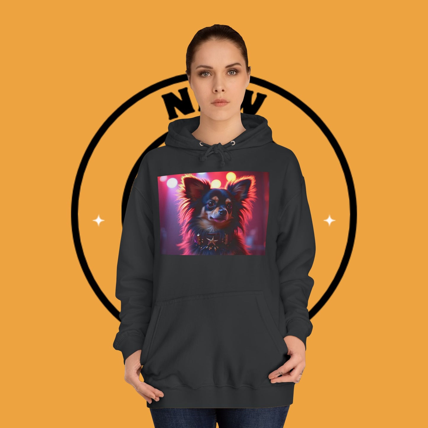 Glamorous Long-Haired Chihuahua Hoodie - Luxury Dog Portrait Pullover