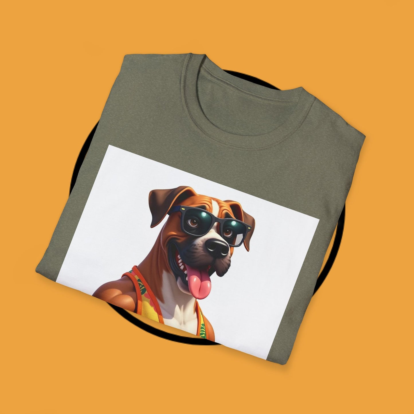"Buff Beach Boxer" Summer Vacation T-Shirt / Buff Boxer Dog T-Shirt - Funny Muscular Beach Dog Tee