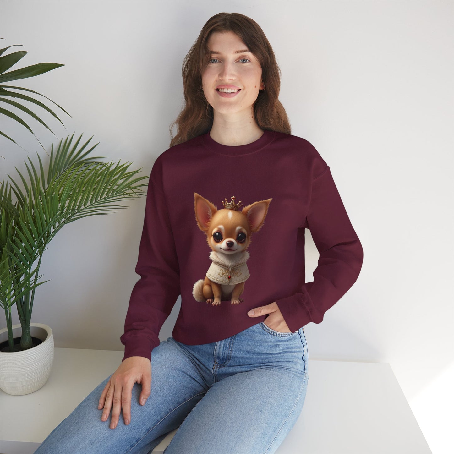 Royal Chihuahua Princess Sweatshirt | Crown Dog Design | Majestic Pet Lover Gift