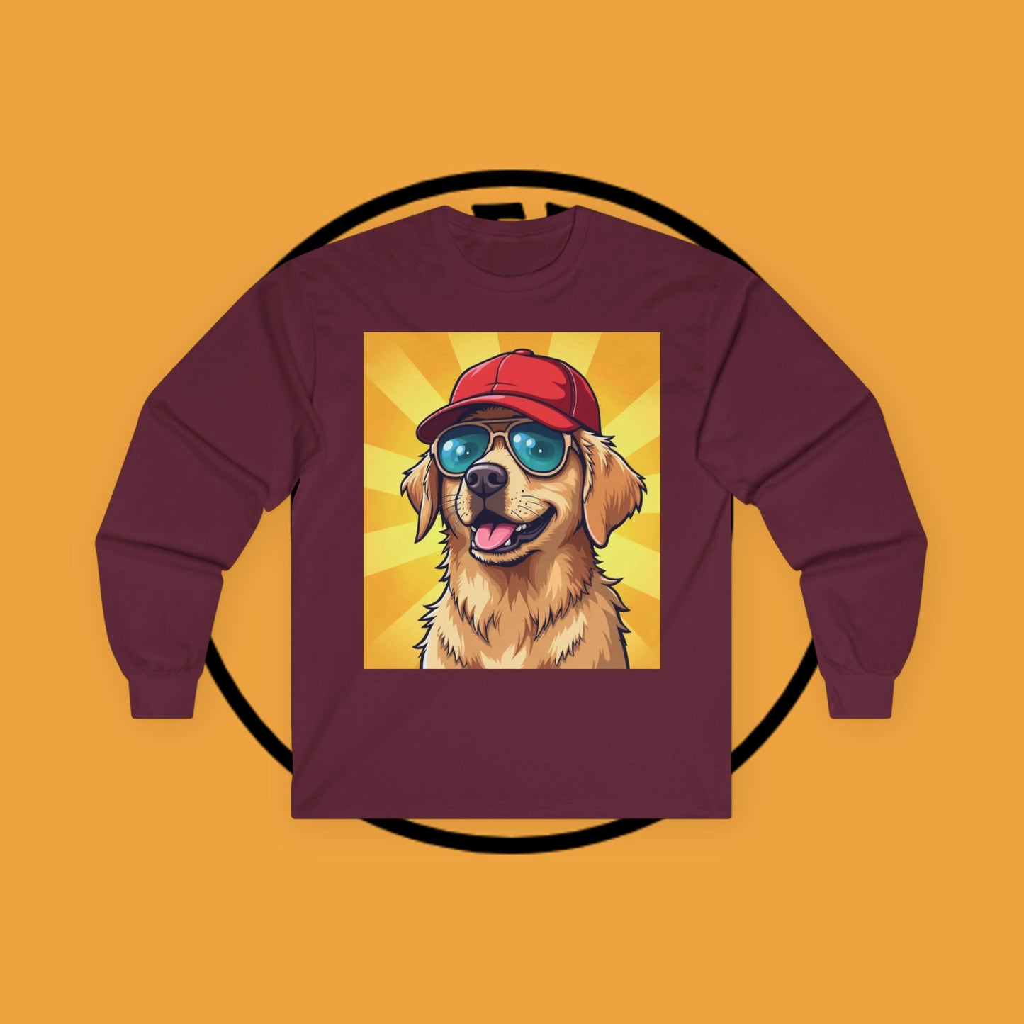 Cool Dog with Cap and Glasses - Golden Retriever Swag Urban Style - Funny Design for Casual Look - Long Sleeve T-Shirt for Sun Lovers ππΎ
