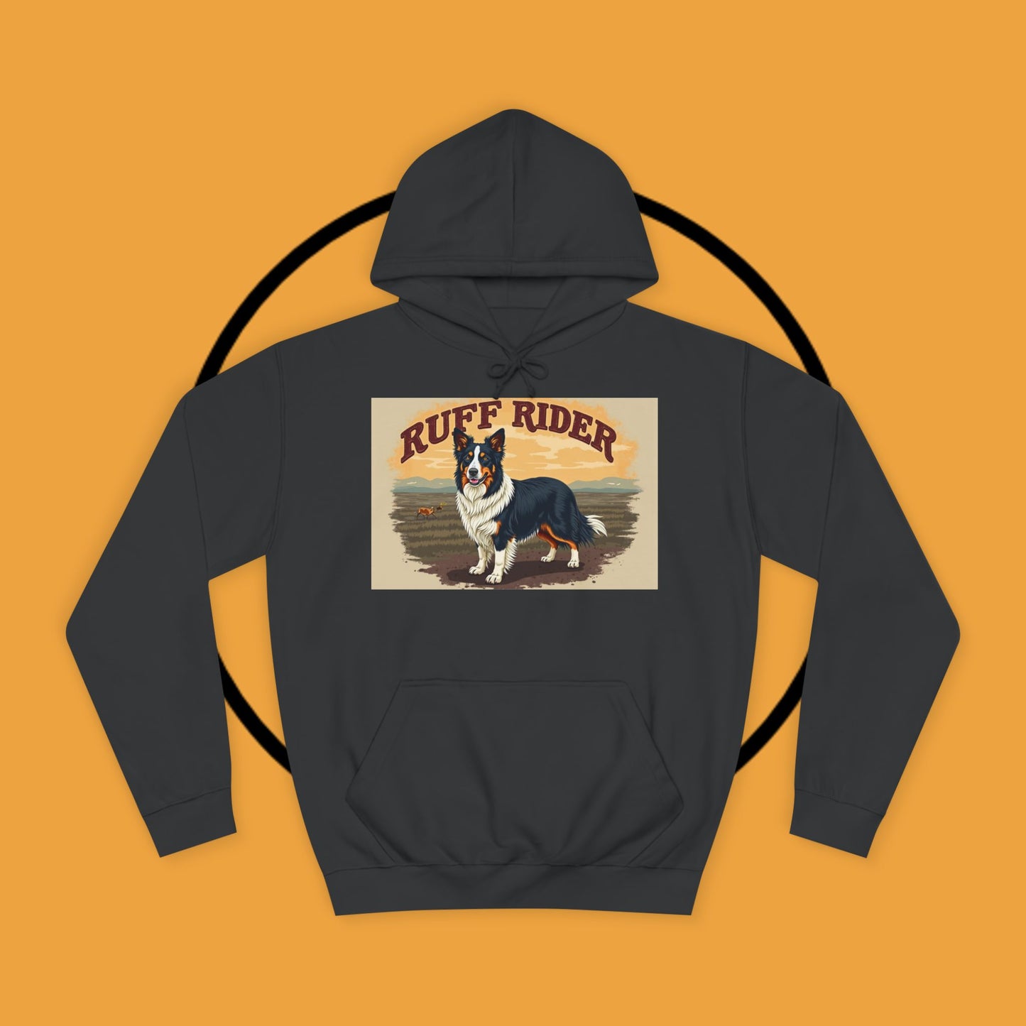 "Ruff Rider Border Collie Hoodie - Vintage Western Dog Lover Sweatshirt | Premium Quality Comfort Wear"