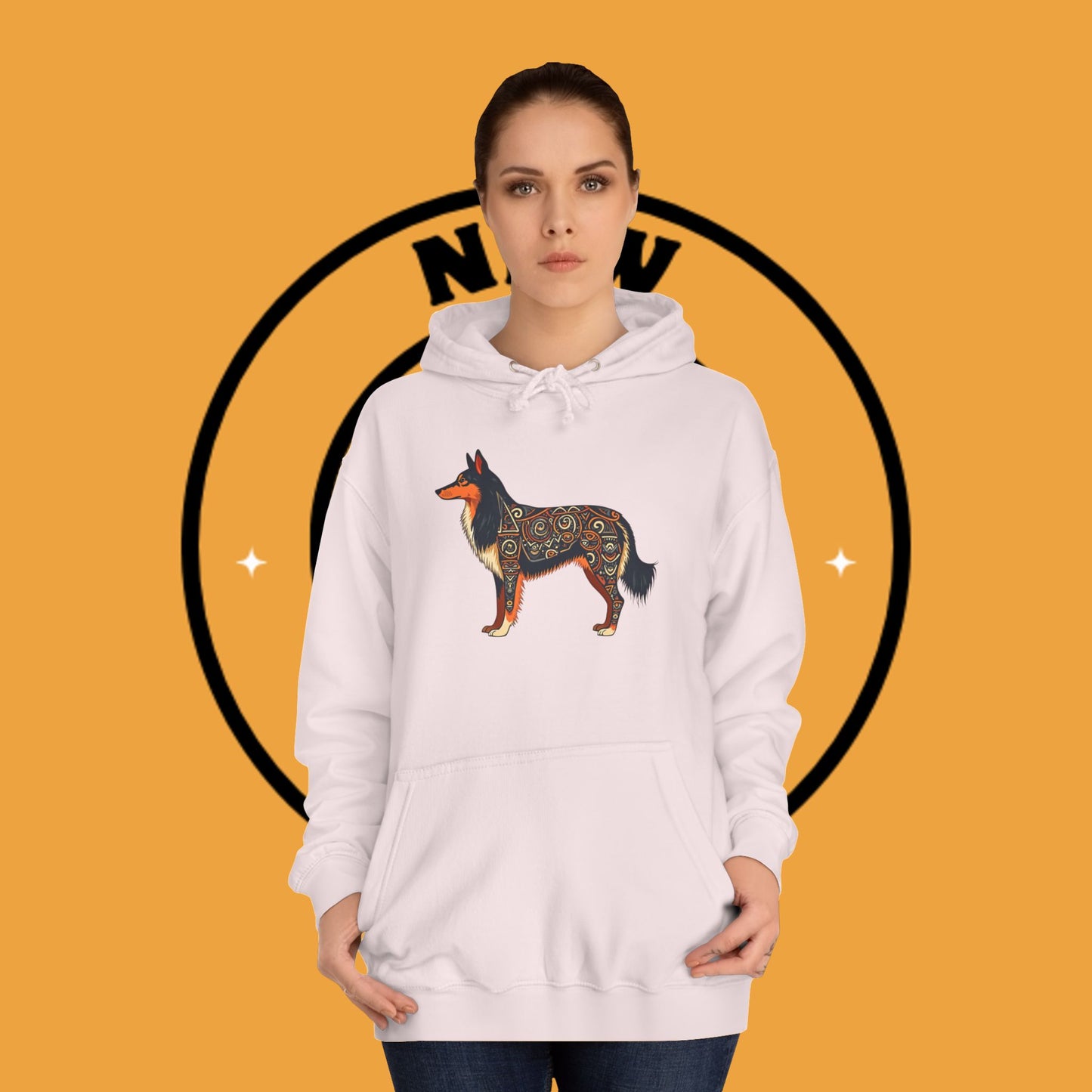 "Tribal Border Collie Mandala Hoodie - Sacred Geometry Dog Art Sweatshirt | Spiritual Celtic Design"