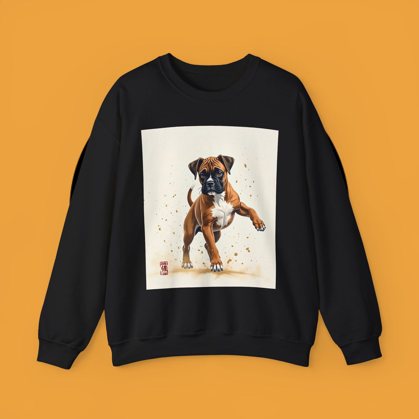 Running Boxer Puppy Crewneck Sweatshirt | Artistic Dog Lover Gift | Dynamic Movement Design