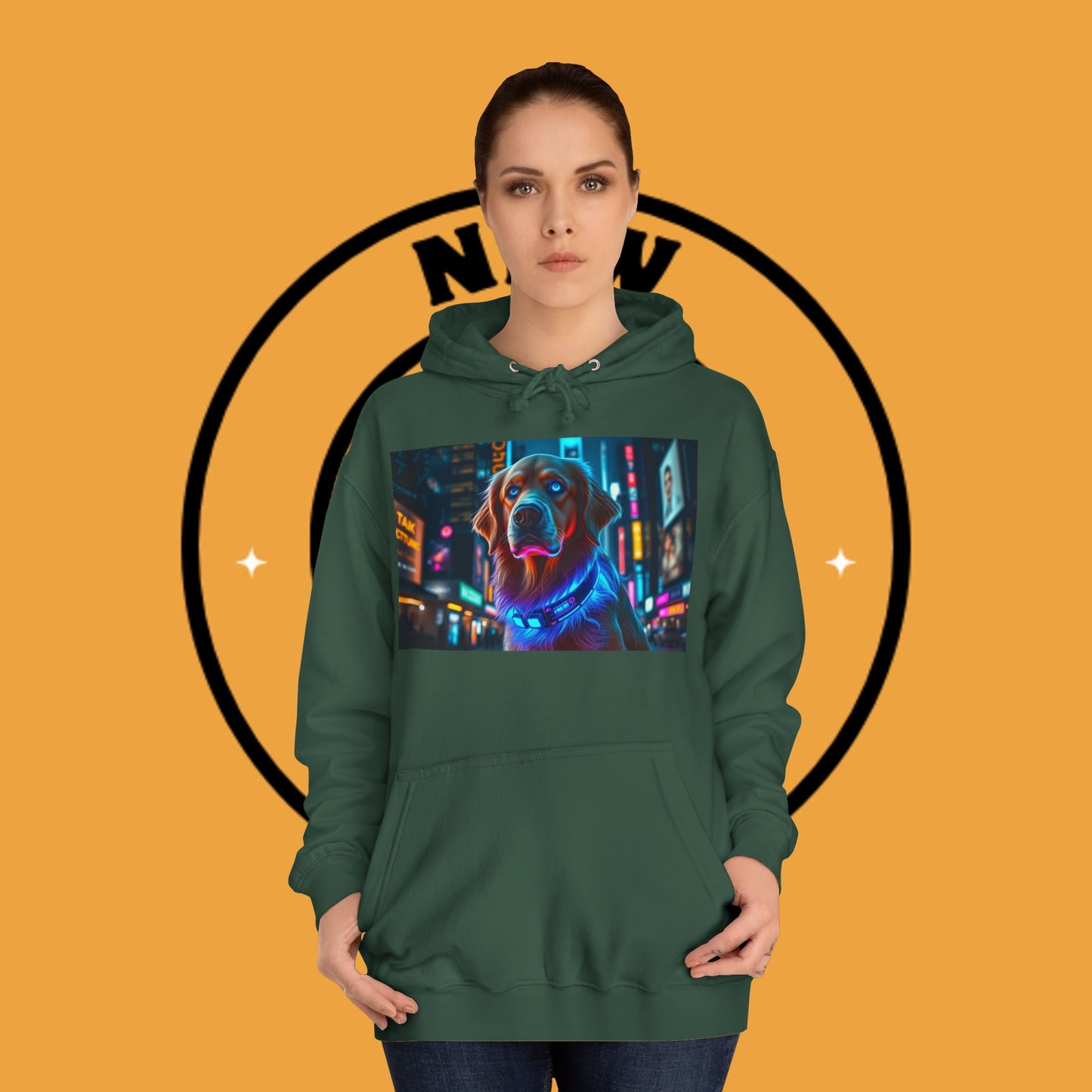 Neon City Lights – Futuristic Urban Dog Hoodie - Unisex Hoodies