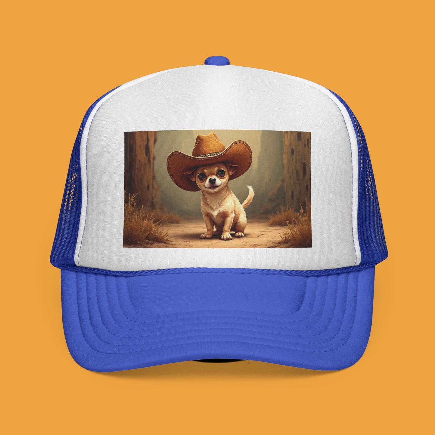 Cowboy Chihuahua Trucker Hat - Western Style Mesh Cap | Funny Dog Lover Gift with Adjustable Snapback