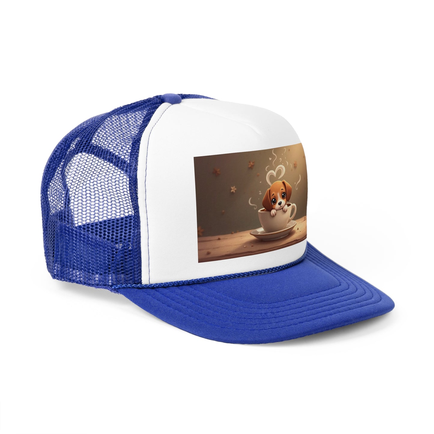 Adorable Beagle Puppy in Coffee Cup Trucker Hat - Teacup Dog Lover Unisex Cap
