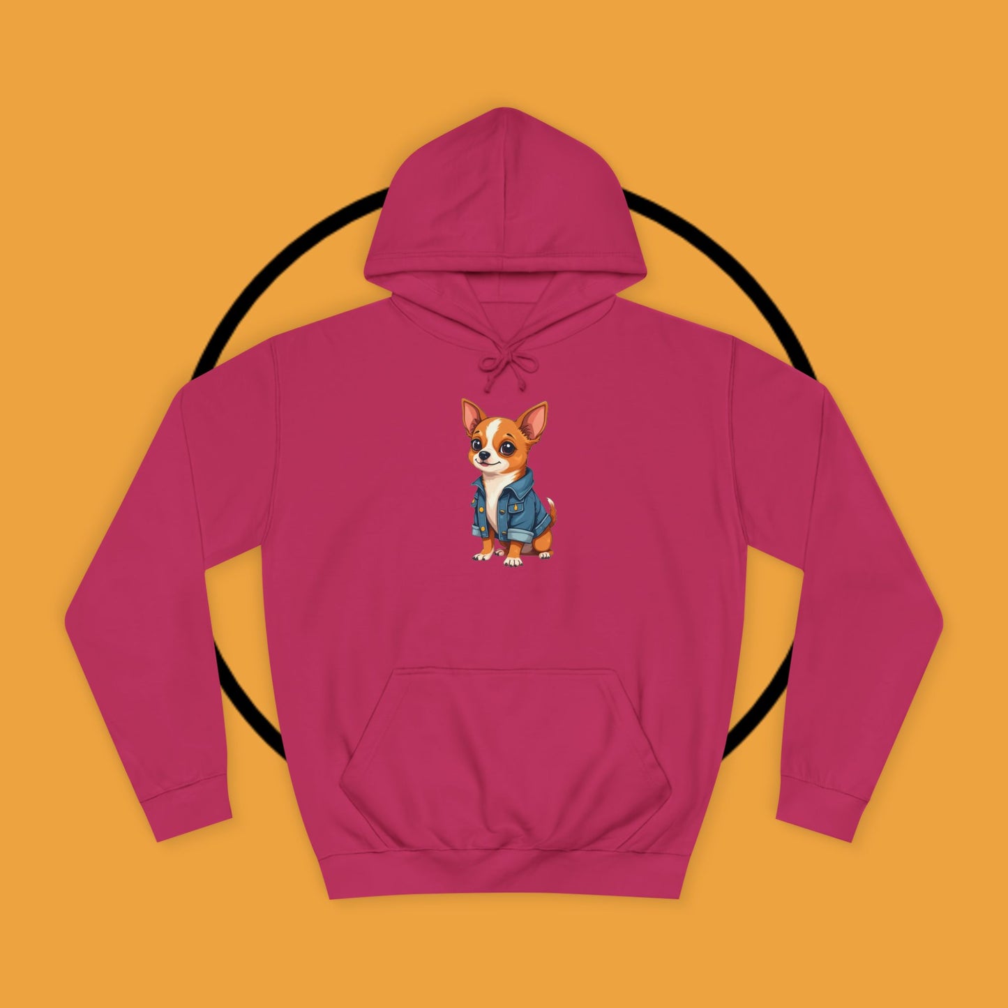 "Adorable Chihuahua in Denim Jacket Hoodie | Cute Dog Lover Gift | Premium Pet Fashion Streetwear"