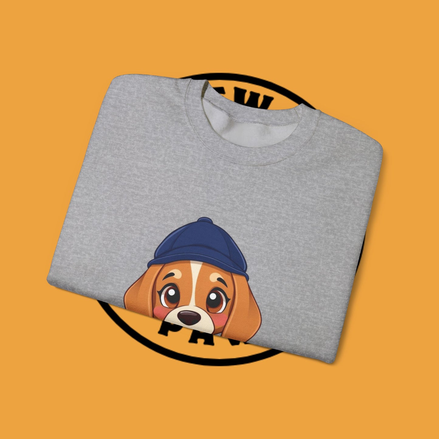 Beagle Puppy Crewneck Sweatshirt with Hat - Adorable Kawaii Dog Design