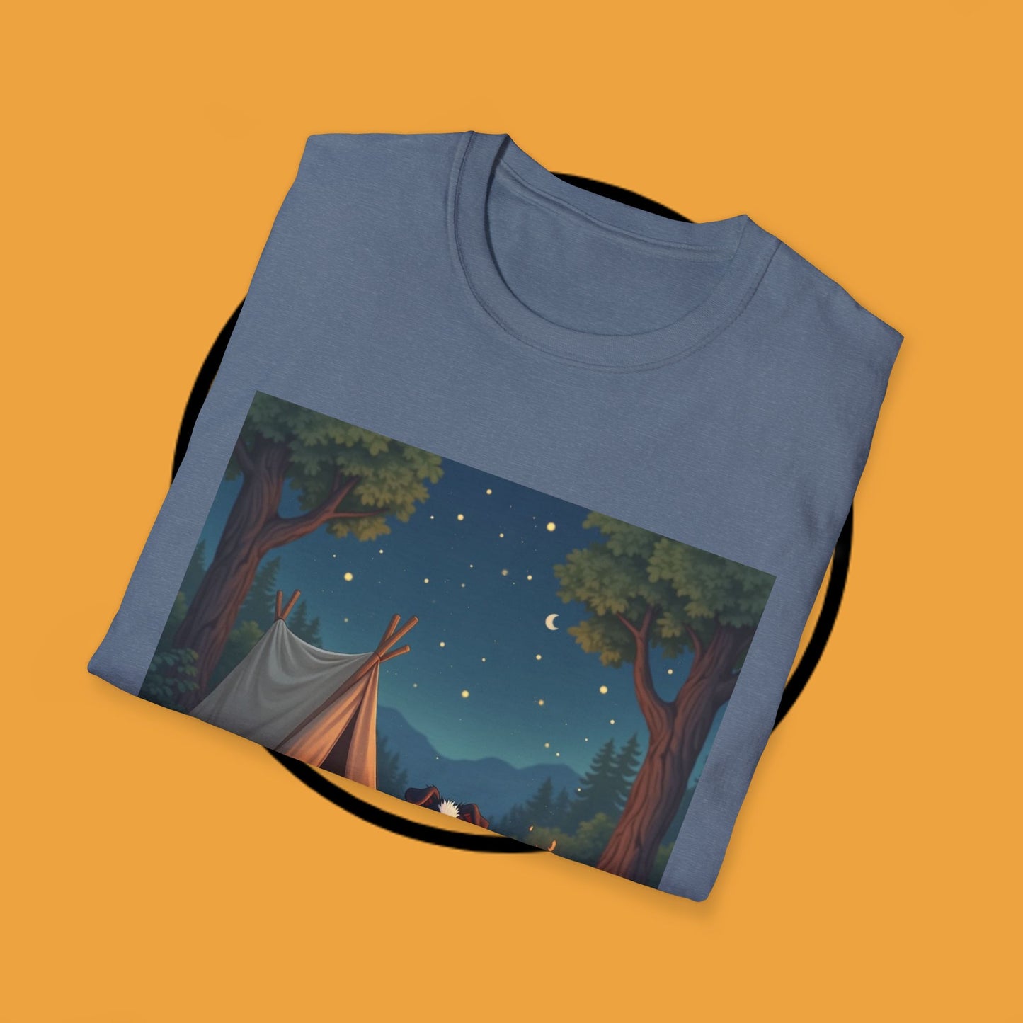 "Camping Adventure Border Collie" - Outdoor Adventure Dog T-Shirt - Border Collie Camping T-Shirt - Outdoor Adventure Dog Under Stars Tee | Nature Lover Pet Gift
