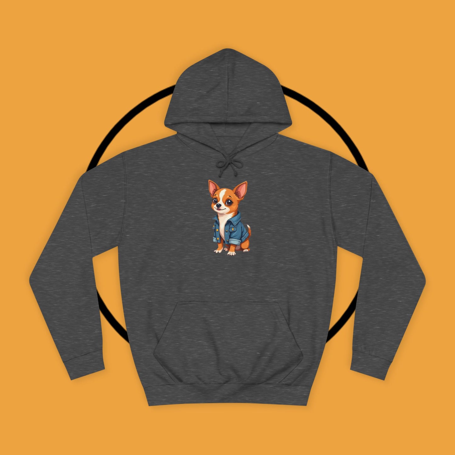 "Adorable Chihuahua in Denim Jacket Hoodie | Cute Dog Lover Gift | Premium Pet Fashion Streetwear"