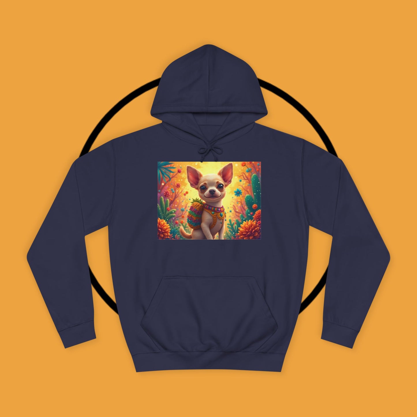 "Mexican Fiesta Chihuahua Hoodie | Day of Dead Dog Art | Colorful Desert Cactus Design | Cinco de Mayo Gift"