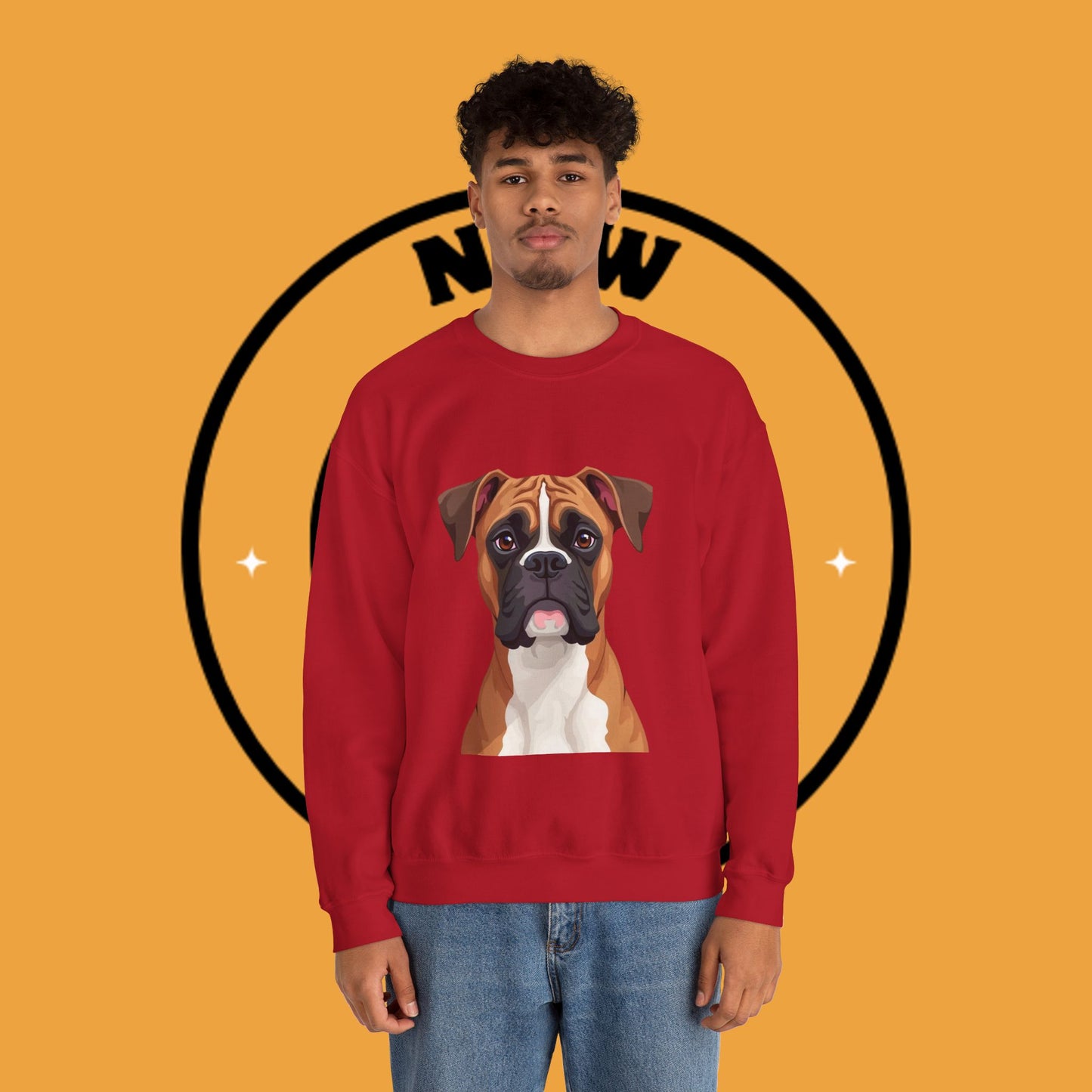 Classic Boxer Dog Portrait Crewneck Sweatshirt | Elegant Dog Lover Gift | Minimalist Boxer Art