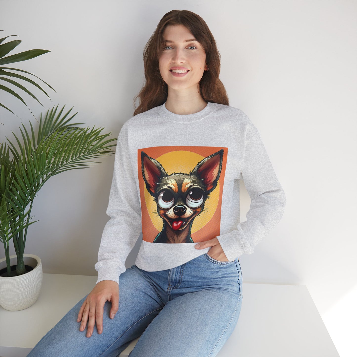 Cute Chihuahua Crewneck Sweatshirt - Funny Dog Lover Gift | Adorable Pet Portrait Pullover