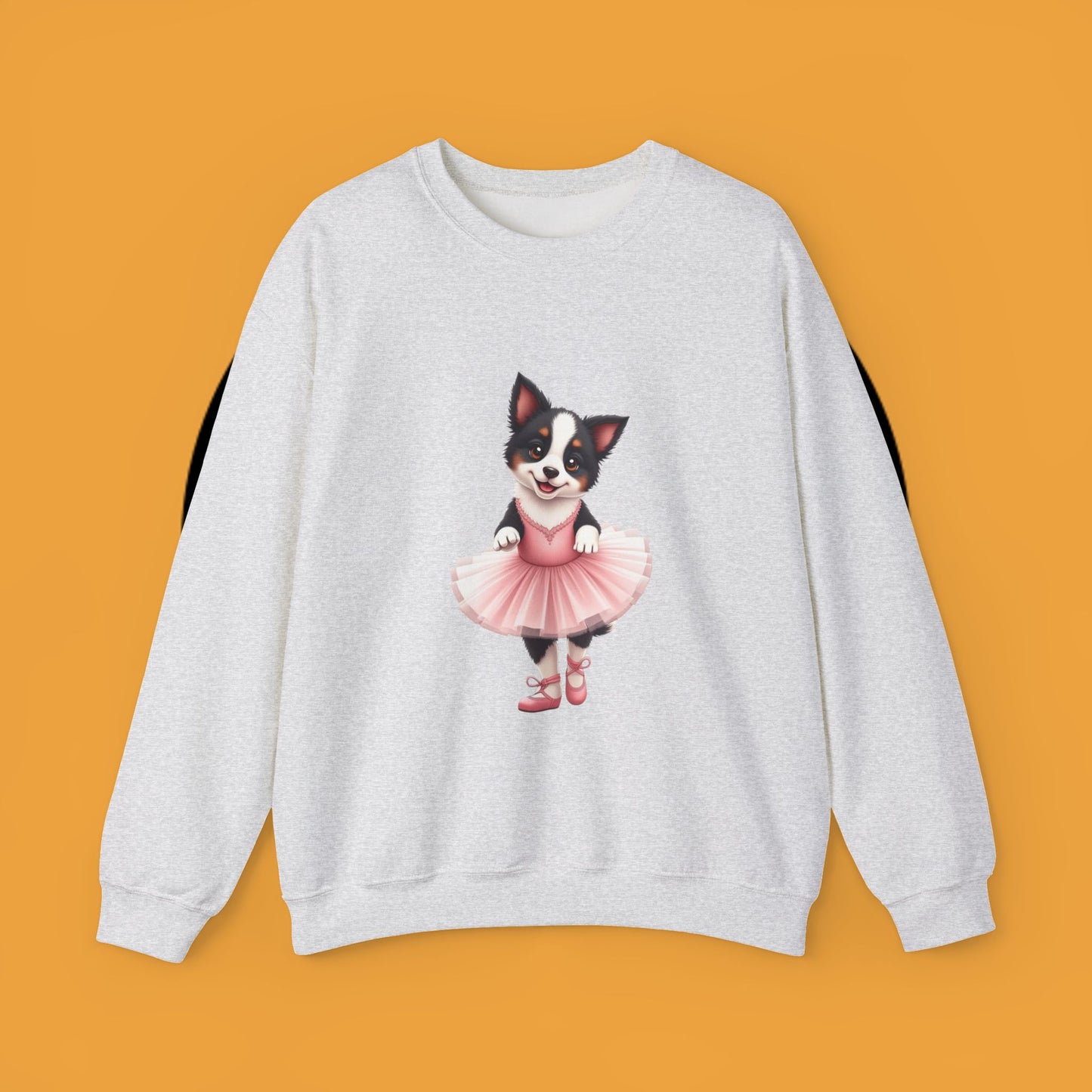 Cute Ballet Dog Crewneck Sweatshirt - Dancing Puppy in Pink Tutu Design | Kawaii Animal Lover Gift