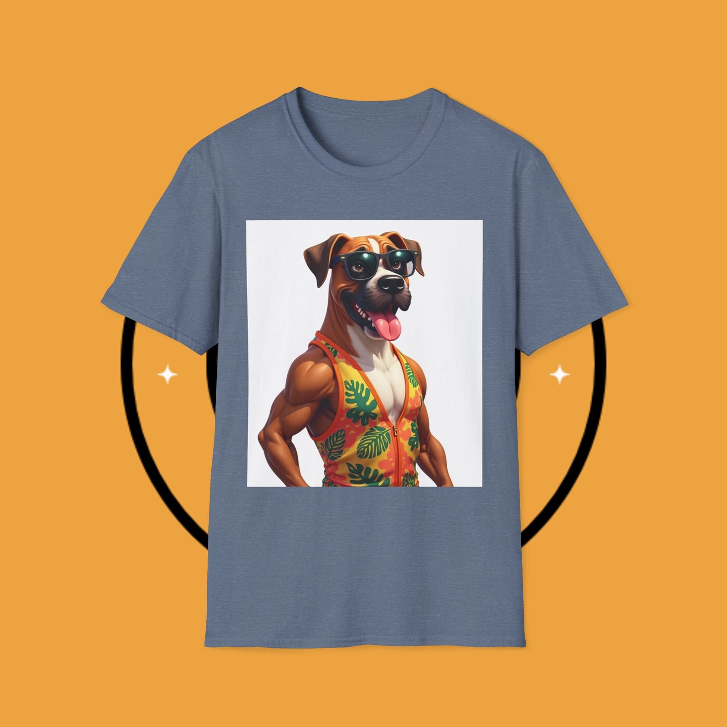 "Buff Beach Boxer" Summer Vacation T-Shirt / Buff Boxer Dog T-Shirt - Funny Muscular Beach Dog Tee