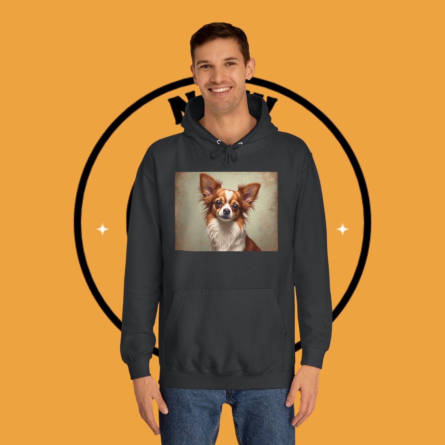"Long Haired Chihuahua Portrait Hoodie | Elegant Pet Art | Classic Dog Painting Style | Beautiful Chihuahua Gift"