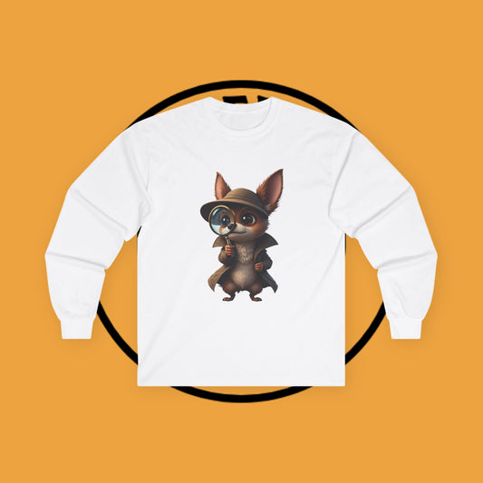 🔍 Detective Chihuahua Long Sleeve Tee - Mystery Solver Sherlock Design