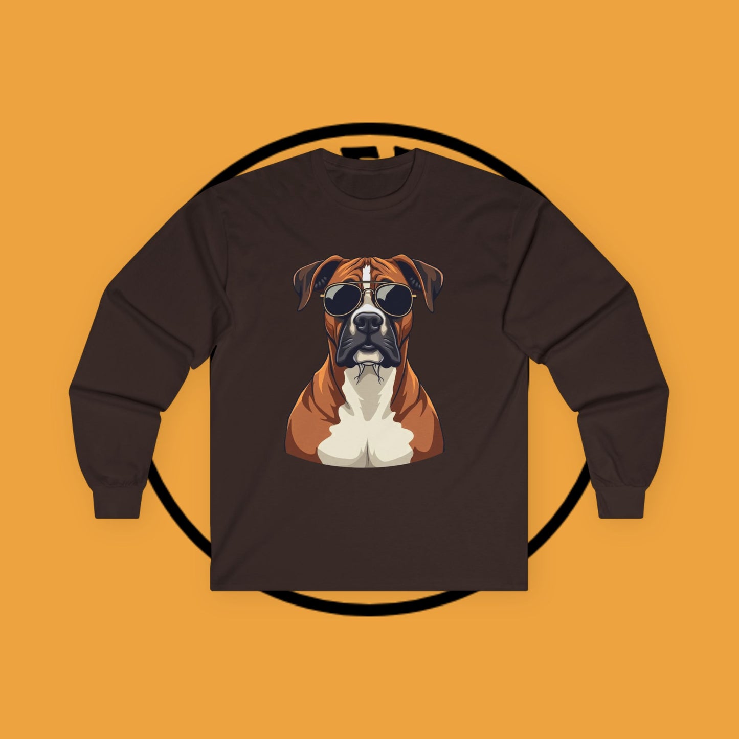 Cool Boxer Dog with Sunglasses Long Sleeve T-Shirt - Funny Aviator Style Design