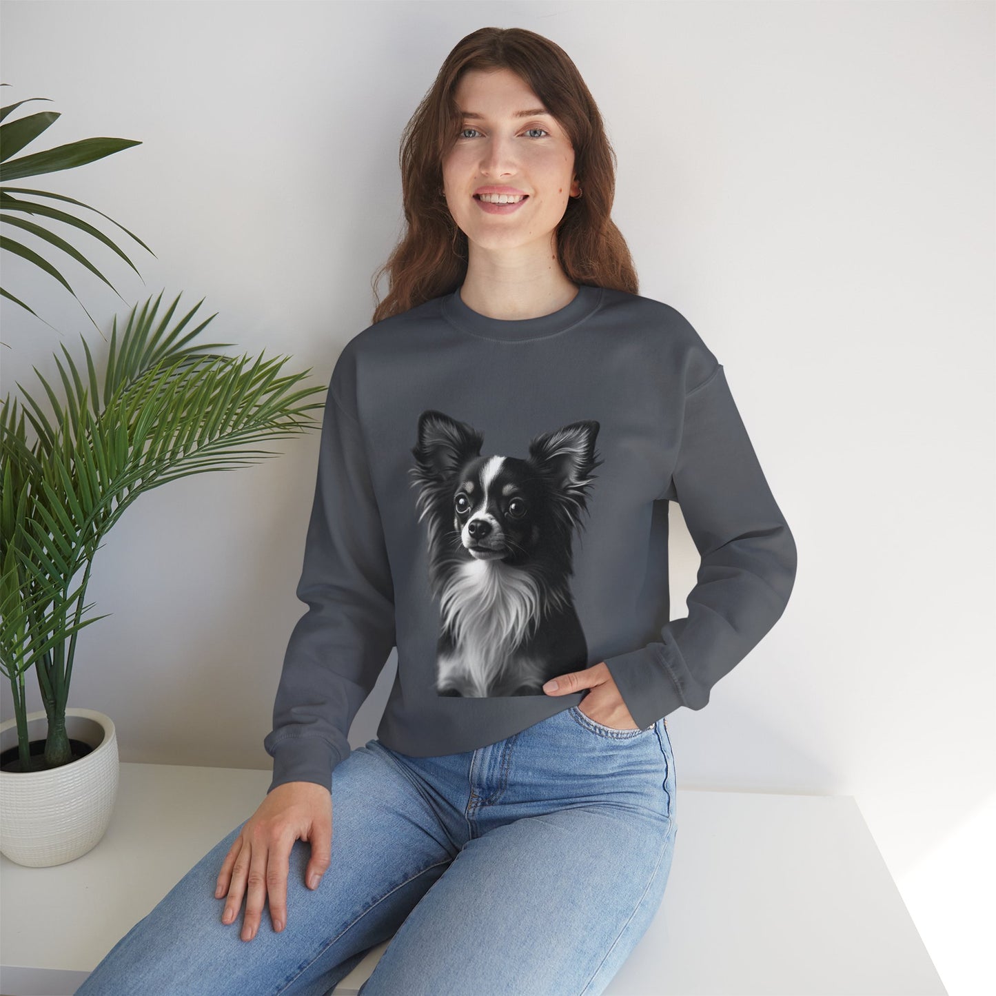 Vintage Chihuahua Portrait Sweatshirt | Black White Dog Photography | Classic Pet Art Design