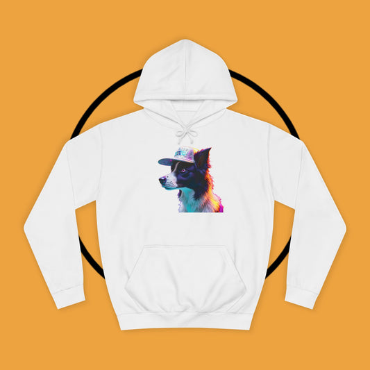 "Neon Rainbow Dog Hoodie - Vibrant Border Collie Street Art Design | Unisex Premium Streetwear"