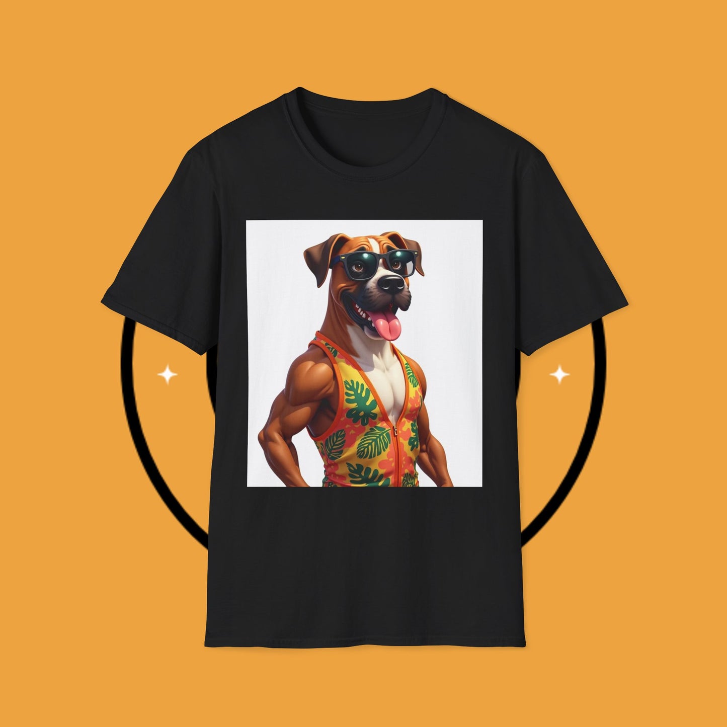 "Buff Beach Boxer" Summer Vacation T-Shirt / Buff Boxer Dog T-Shirt - Funny Muscular Beach Dog Tee