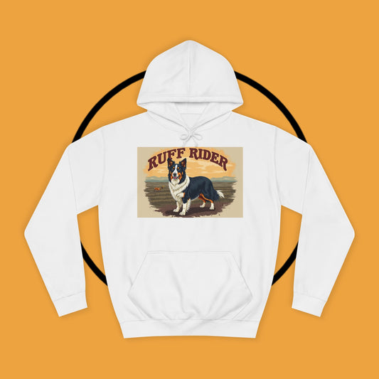 "Ruff Rider Border Collie Hoodie - Vintage Western Dog Lover Sweatshirt | Premium Quality Comfort Wear"