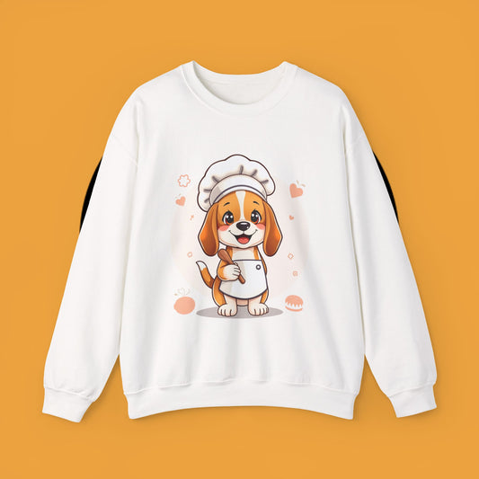 Chef Dog Crewneck Sweatshirt - Kawaii Beagle Design with Chef Hat