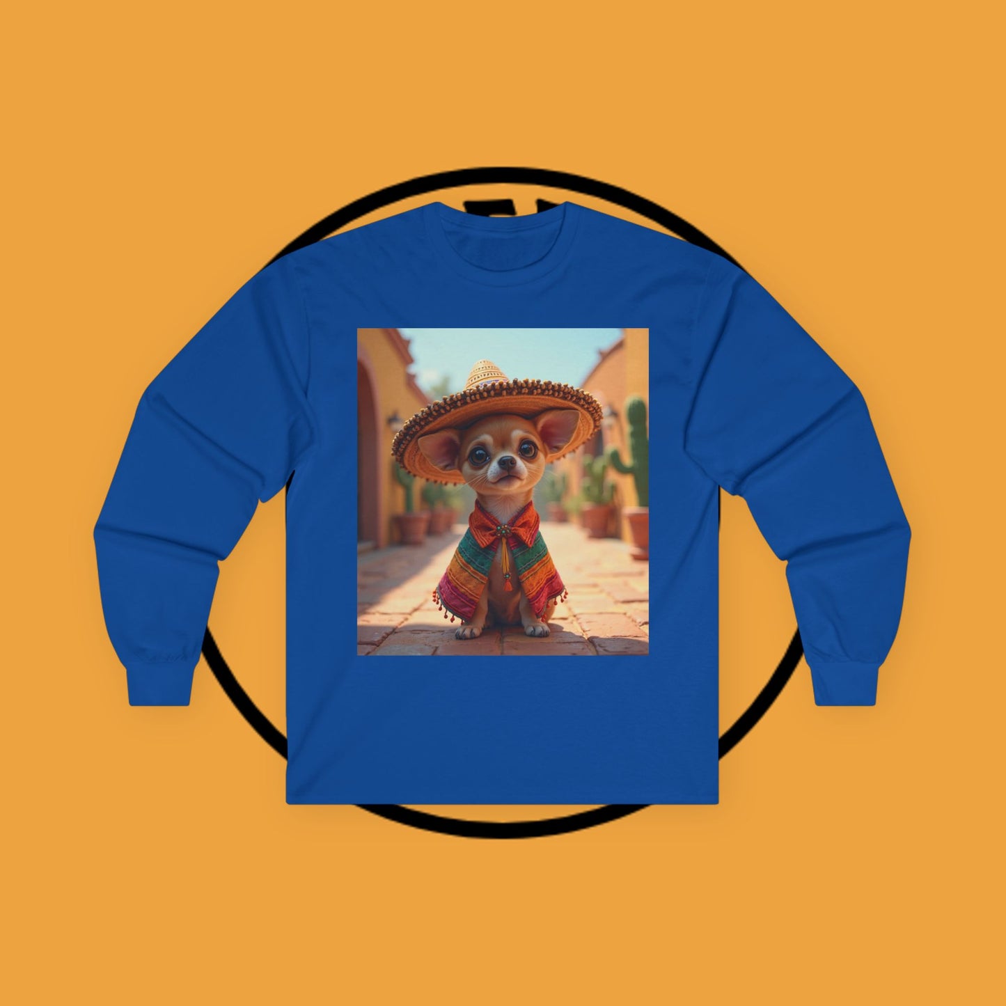 Mariachi Chihuahua Long Sleeve Tee - Authentic Mexican Fiesta Design