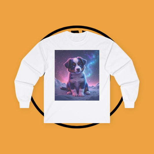 Galaxy Border Collie Puppy Long Sleeve Tee - Cosmic Dog Art Shirt | Space Pet Apparel