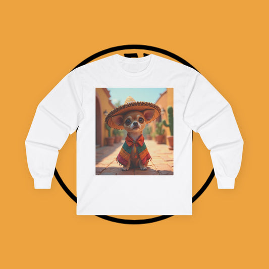 Mariachi Chihuahua Long Sleeve Tee - Authentic Mexican Fiesta Design