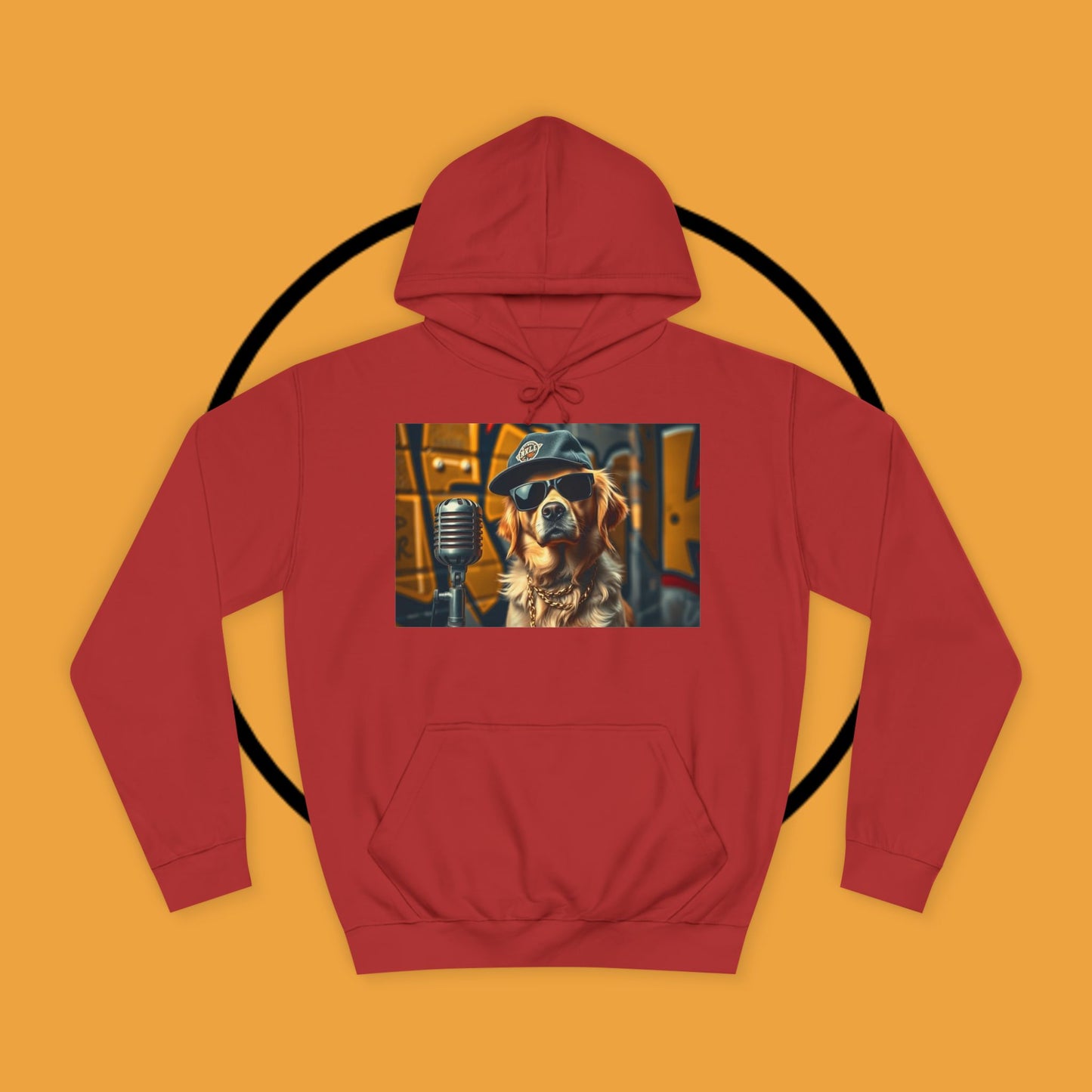 Hip Hop Hound - Cool Dog Rapper with Microphone - Rapper Dog Hoodie: Street Style Icon with Retro Vibes - Unisex Hoodie