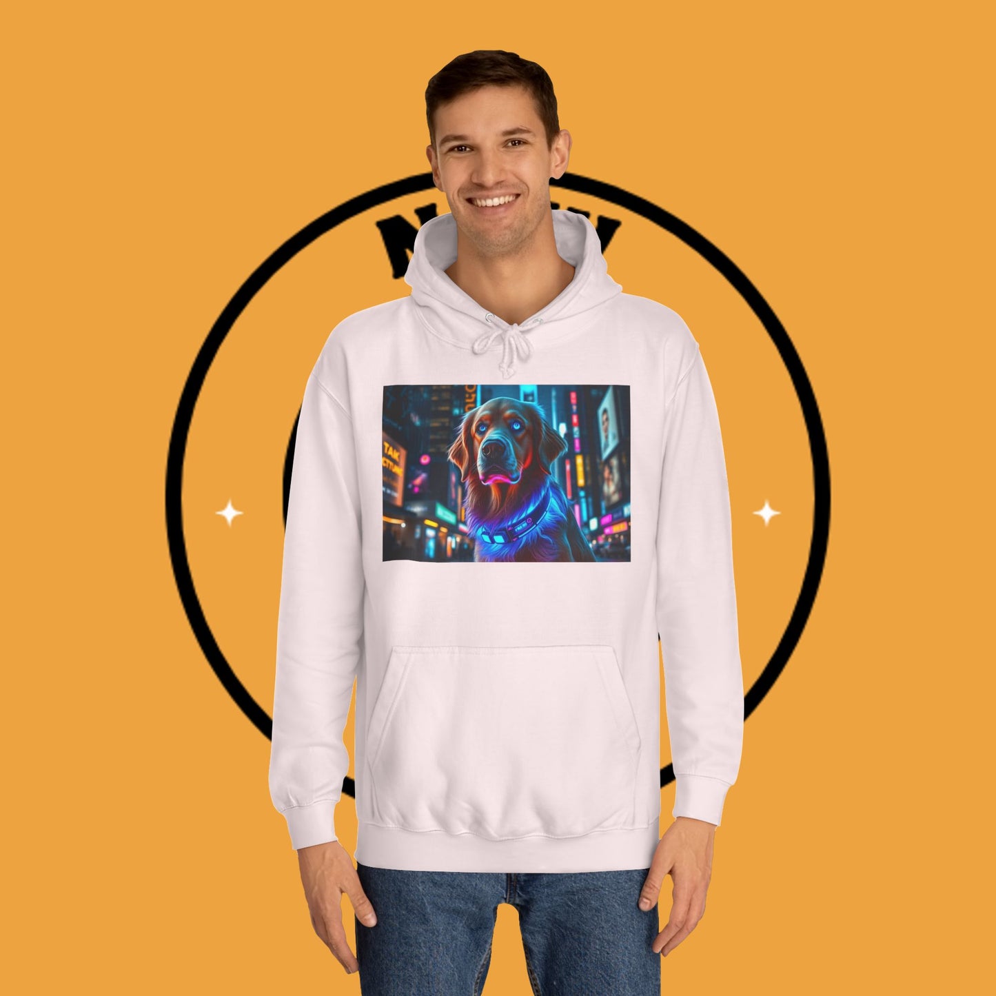 Neon City Lights – Futuristic Urban Dog Hoodie - Unisex Hoodies