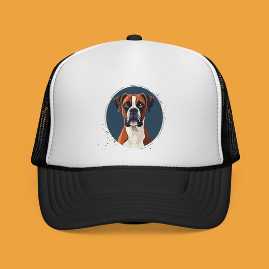 Premium Boxer Dog Trucker Hat - Artistic Pet Portrait Cap