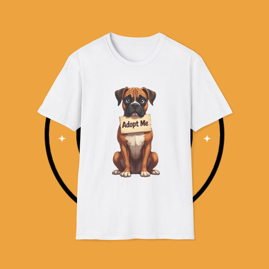 Adopt Me Boxer Dog T-Shirt - Cute Animal Rescue Awareness Tee for Dog Lovers