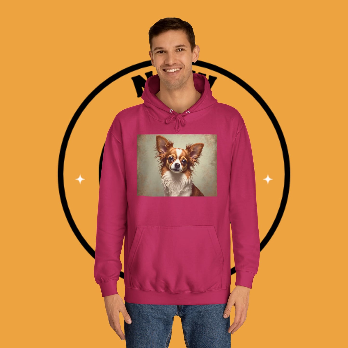 "Long Haired Chihuahua Portrait Hoodie | Elegant Pet Art | Classic Dog Painting Style | Beautiful Chihuahua Gift"