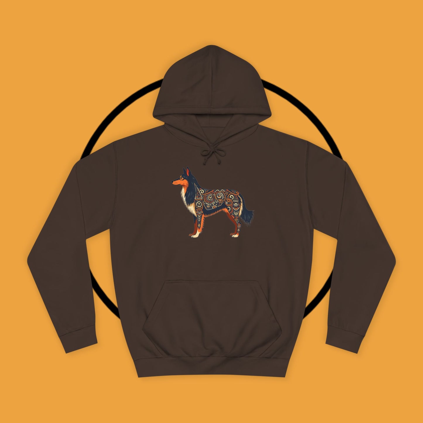 "Tribal Border Collie Mandala Hoodie - Sacred Geometry Dog Art Sweatshirt | Spiritual Celtic Design"