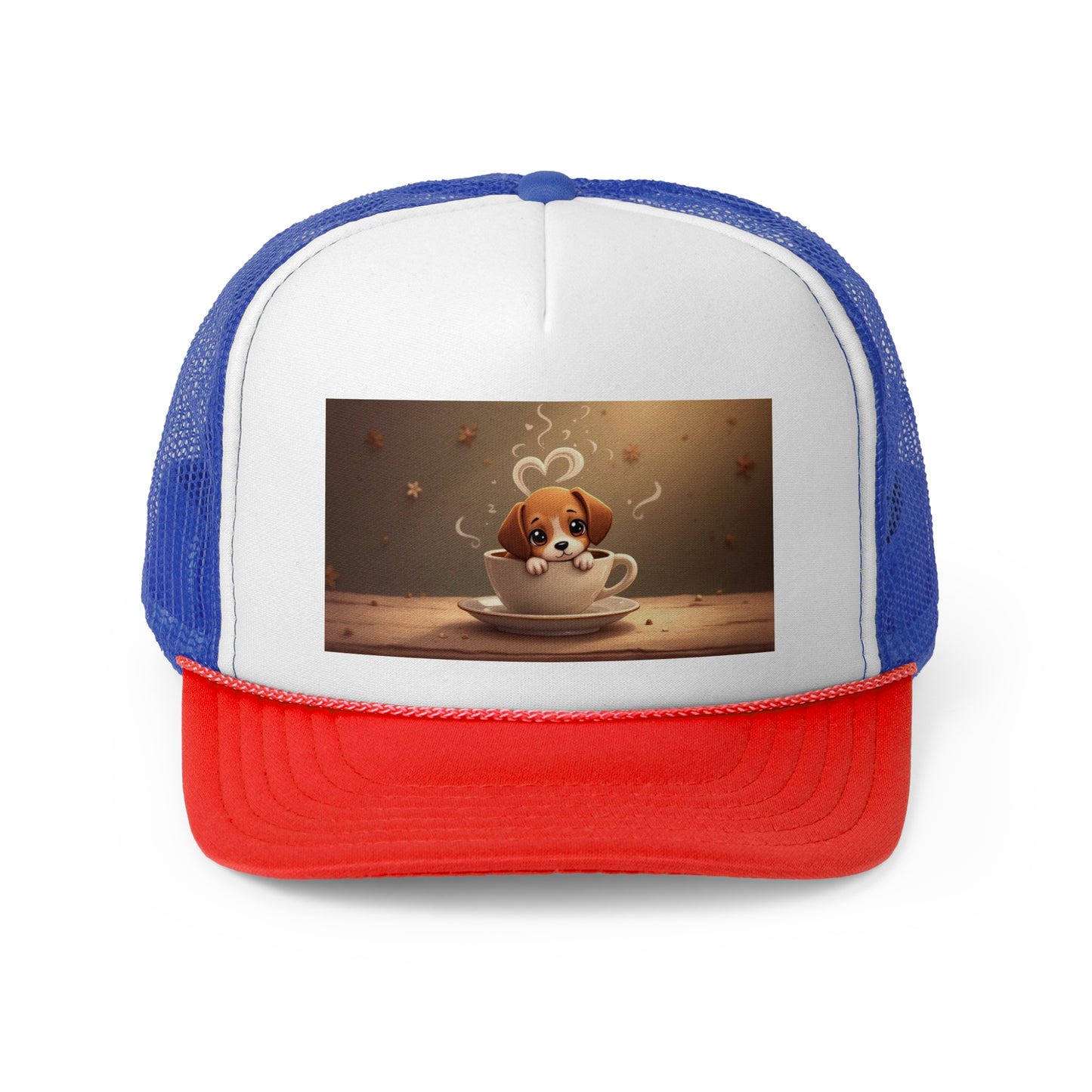 Adorable Beagle Puppy in Coffee Cup Trucker Hat - Teacup Dog Lover Unisex Cap