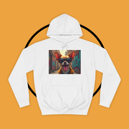 "Hip Chihuahua Sunglasses Hoodie | Cool Street Dog Art | Urban Hipster Pet Fashion | Trendy Animal Streetwear"