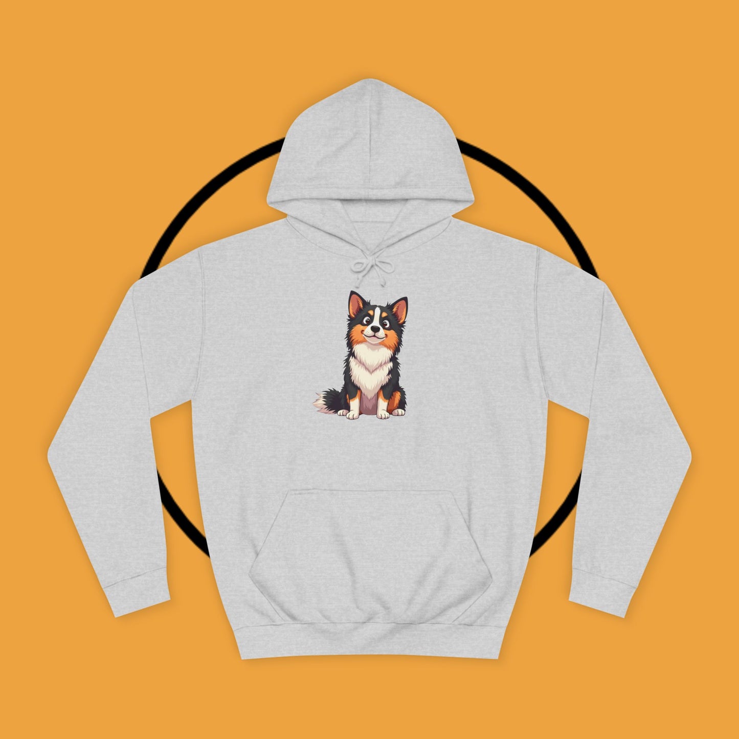 "Cute Tricolor Puppy Hoodie - Adorable Cartoon Dog Design | Kawaii Animal Streetwear for Dog Lovers"