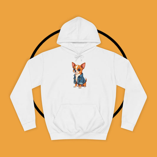 "Adorable Chihuahua in Denim Jacket Hoodie | Cute Dog Lover Gift | Premium Pet Fashion Streetwear"