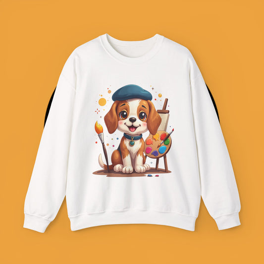 Dog Lover Crewneck Sweatshirt - Beagle Artista 🎨 ARTIST BEAGLE SWEATSHIRT - UNLEASH YOUR CREATIVITY! 🎨