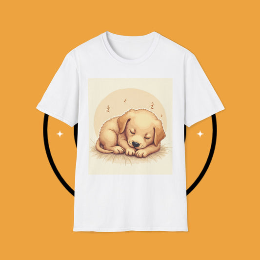Sleeping puppy retriever - Dog -  Unisex T-Shirt Design - Sweet Dreams, Sweet Pup 🌙 | Cozy Sleeping Golden Retriever