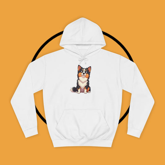 "Cute Tricolor Puppy Hoodie - Adorable Cartoon Dog Design | Kawaii Animal Streetwear for Dog Lovers"