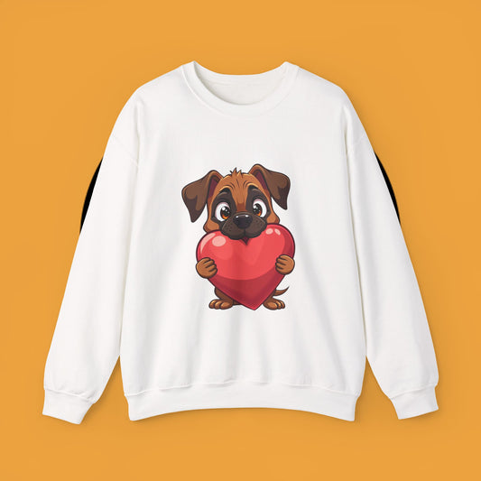 Adorable Puppy Love Heart Crewneck Sweatshirt - Perfect Gift for Dog Lovers