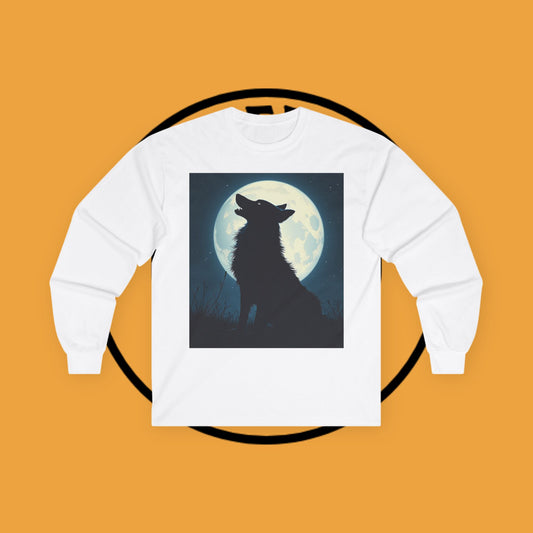 Moonlight Border Collie Long Sleeve Tee - Howling Dog Silhouette Shirt | Mystical Pet Apparel