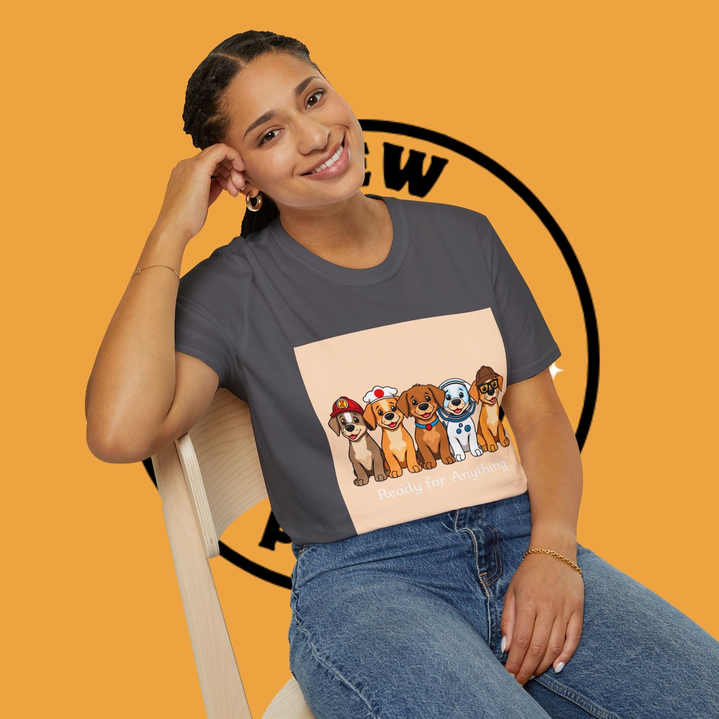 Puppy Professionals 🐾 | Ready for Anything T-Shirt for Career - Curious Canine Lovers - Unisex T-Shirt Design